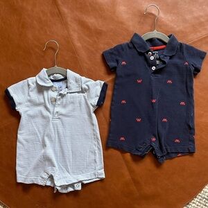 Bella Bliss Polo Onesie Size 6M + Carter’s Crab Polo Onesie Size 6M